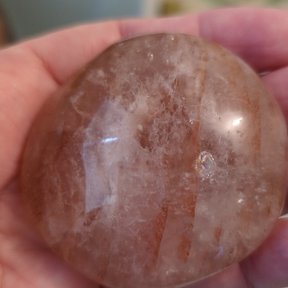 Sparkly Hematoid Fire Quartz Palm Stone - Picture 6 of 9